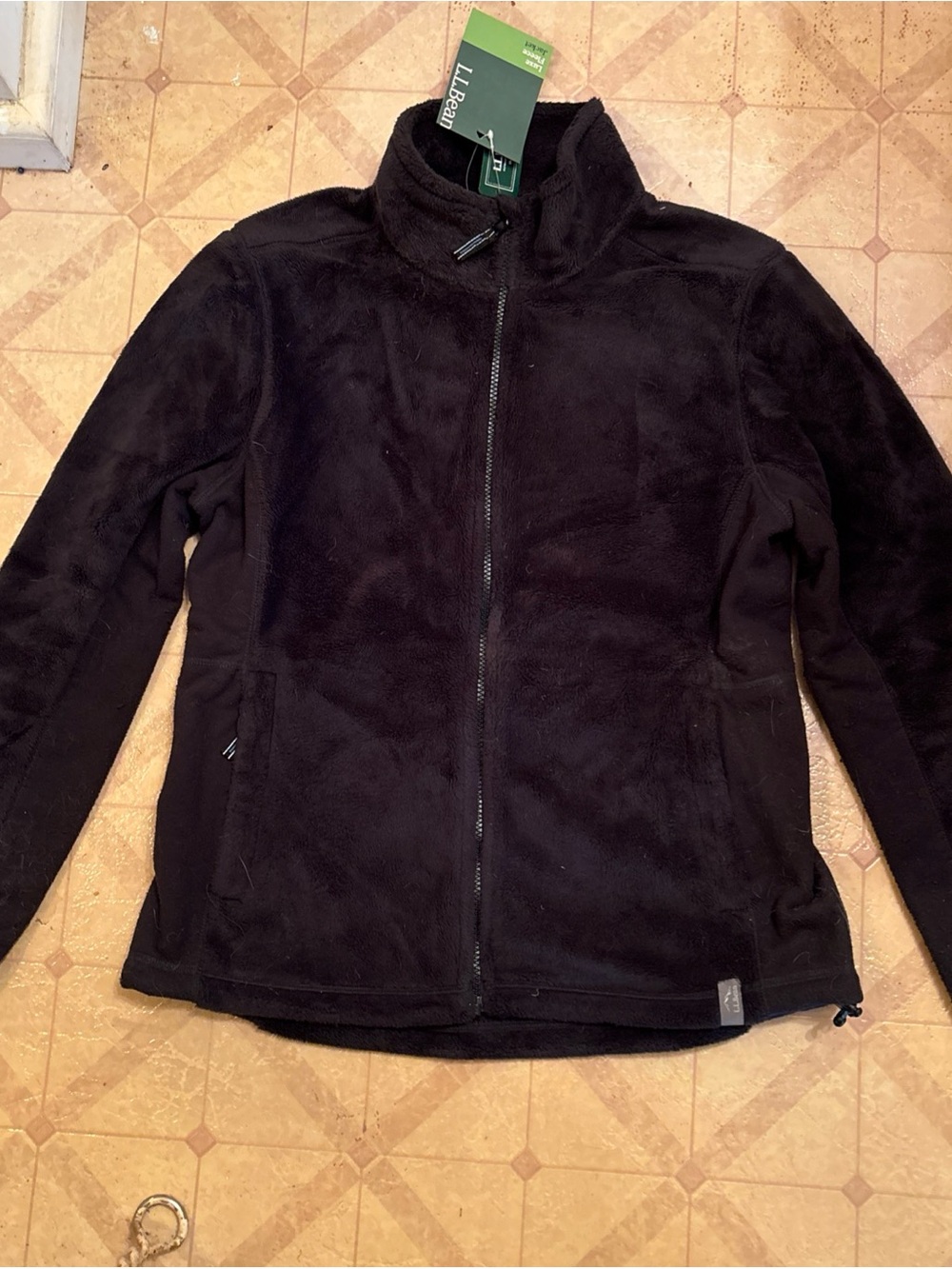 L.L.Bean Black Full-Zip High Pile Fleece Jacket size Small Petite women’s